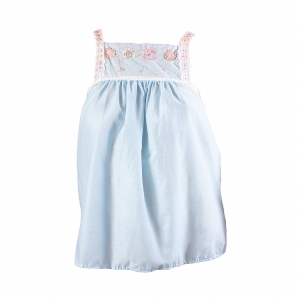 Vintage Lingerie Blue Babydoll Embroidered Top - Picture 2 of 4